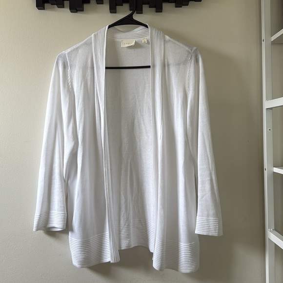 CYRUS Lightweight Open Summer Open Cardigan 100% Viscose White Sz S Loose Fit - Picture 3 of 9